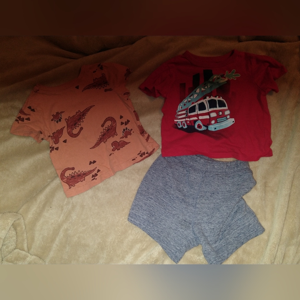 The Children's Place Pink and Red Pajama Set with Dinosaur Prints